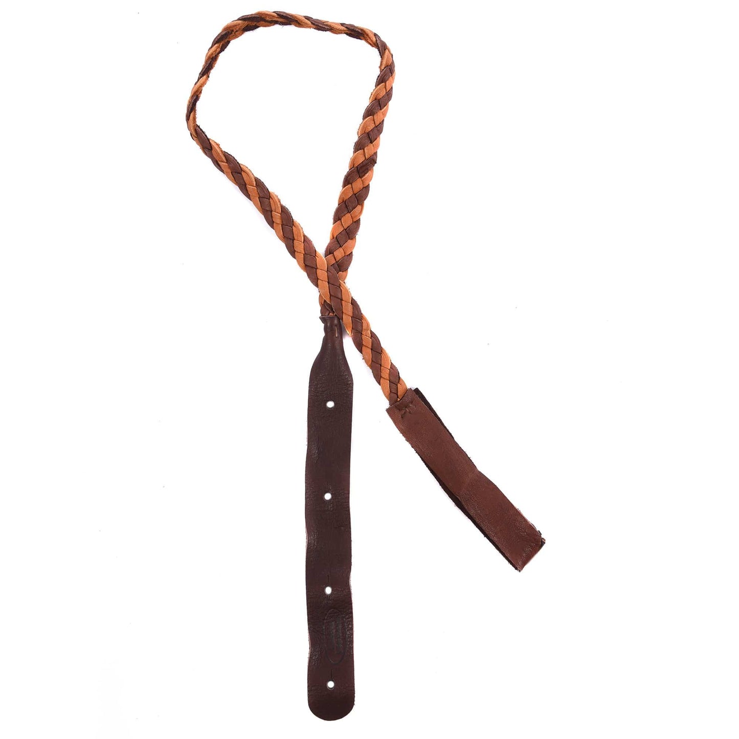 Lakota Leathers Mandolin Flat Braid Strap 43" Chocolate & Tobacco Accessories / Straps