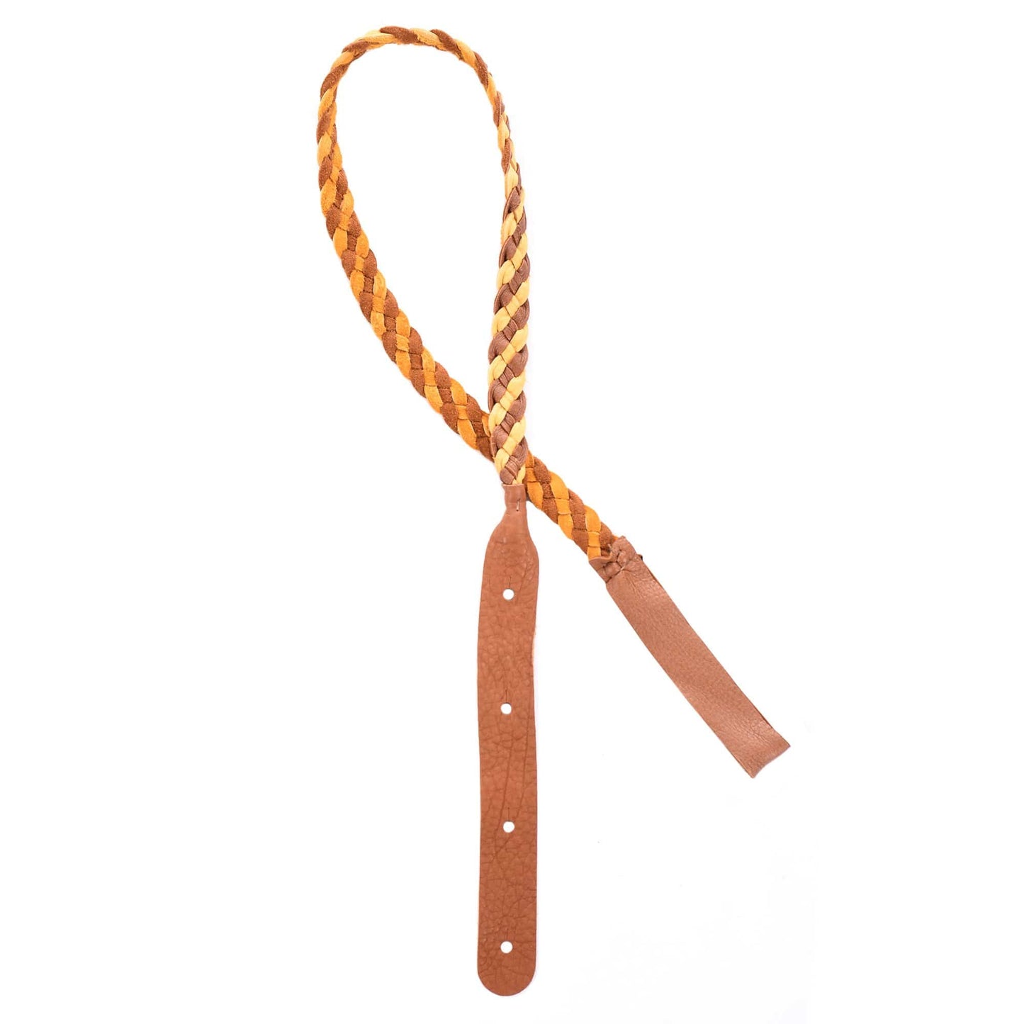 Lakota Leathers Mandolin Flat Braid Strap 43" Gold & Tan Accessories / Straps