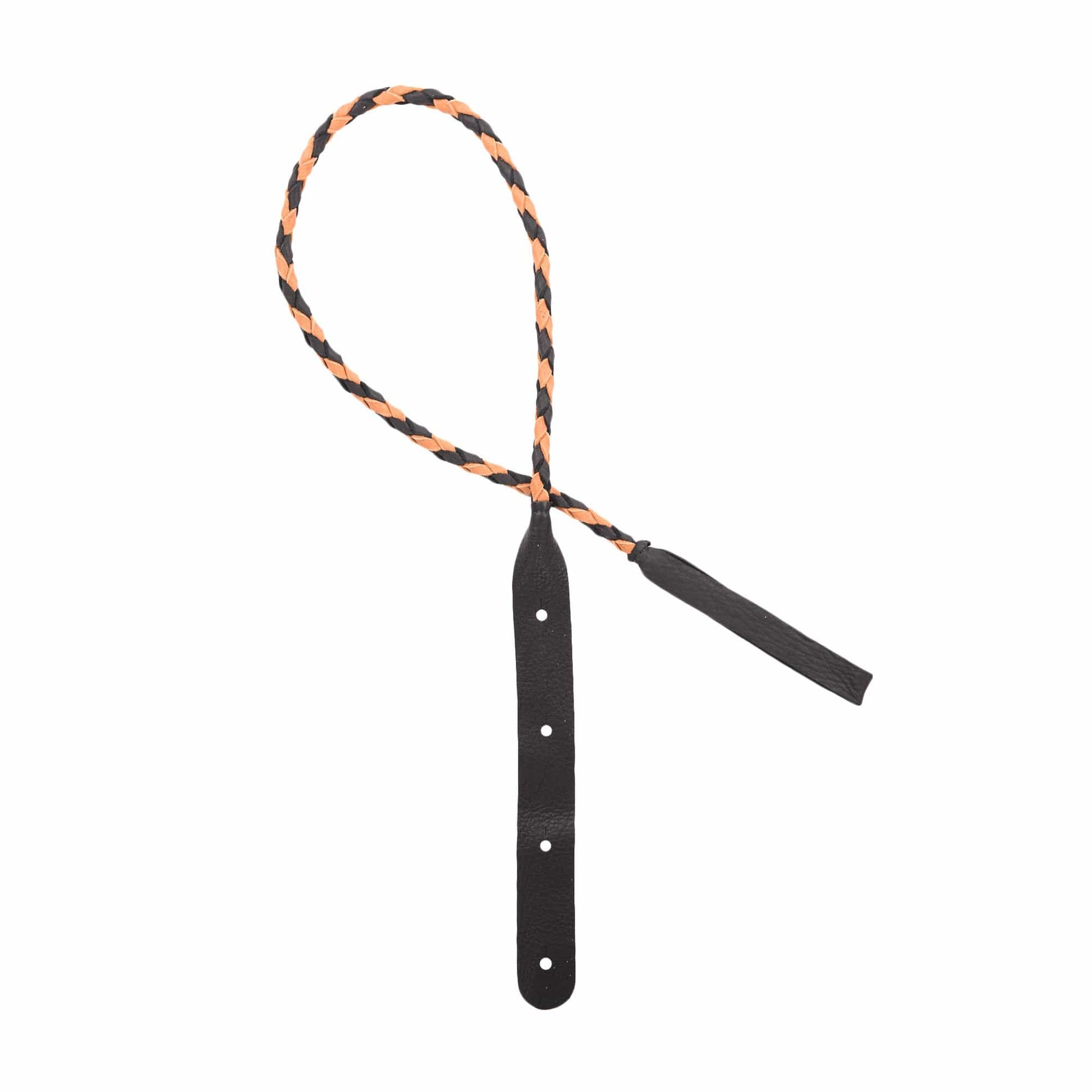 Lakota Leathers Round Braid Mandolin Strap 43" Black & Tan Accessories / Straps