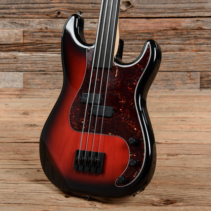Landing Short Scale Fretless Bass Red Burst Sunburst Bass Guitars / Short Scale
