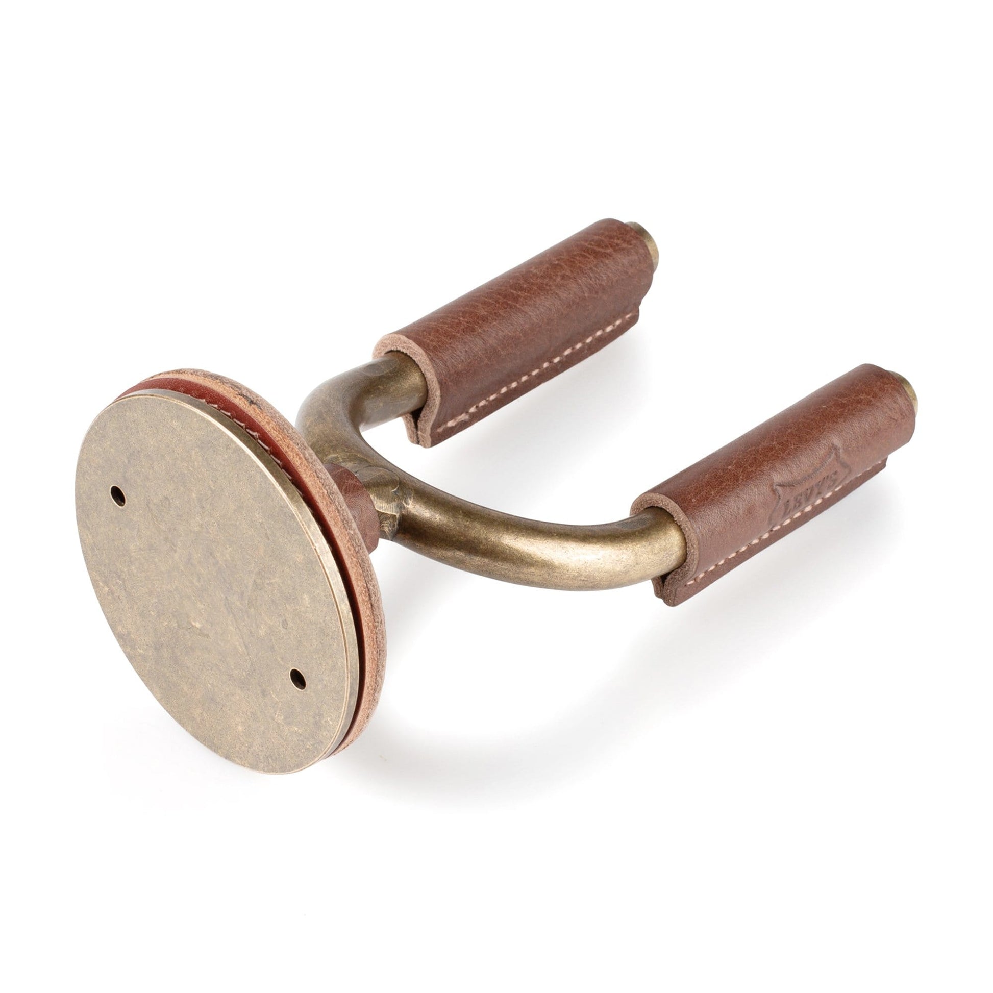 Levy's Forged Steel Guitar Hanger w/Brass Metal & Brown Veg-Tan Leather Yoke Wraps Accessories / Stands