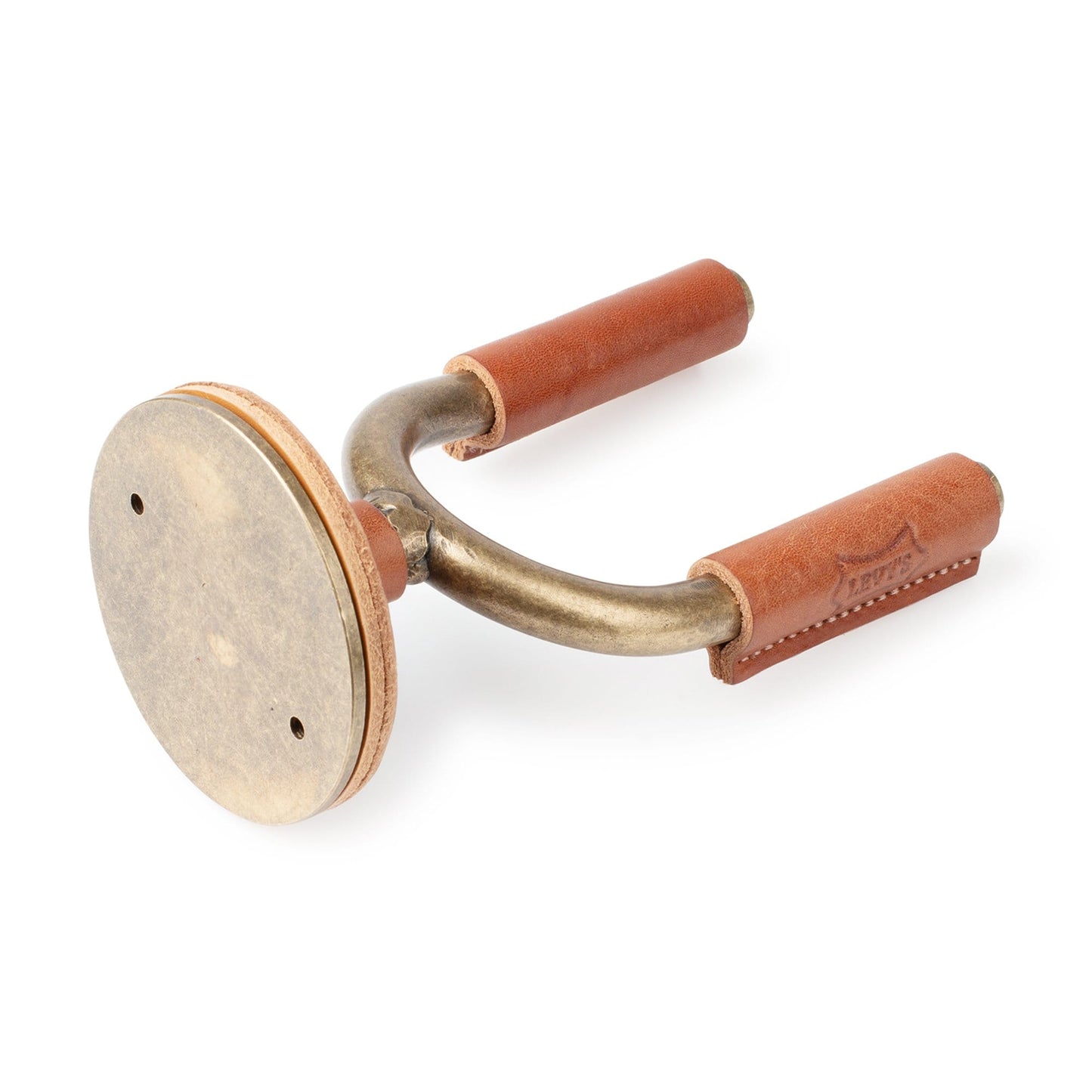 Levy's Forged Steel Guitar Hanger w/Brass Metal & Tan Veg-Tan Leather Yoke Wraps Accessories / Stands
