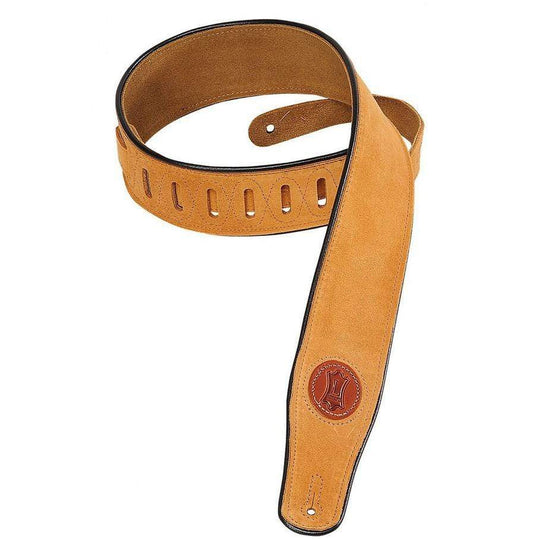 Levy's 2.5 Inch Signature Series Suede Guitar Strap w/Decorative Piping - Honey Accessories / Straps