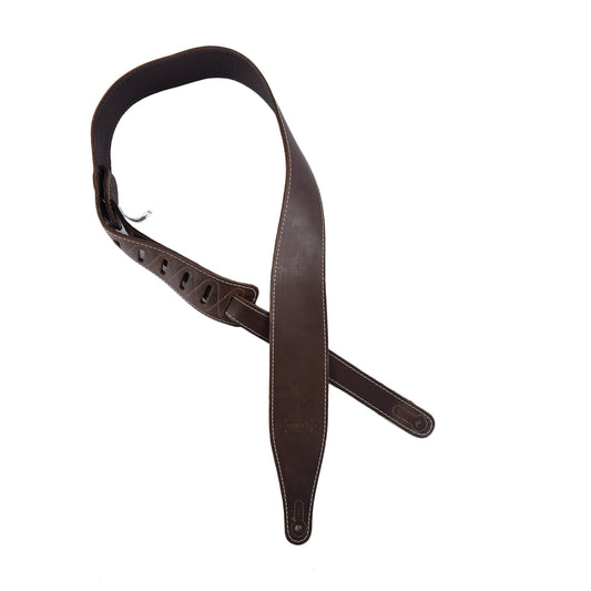 Levy's 2.5" Wide Butter Leather Guitar Strap Dark Brown Accessories / Straps