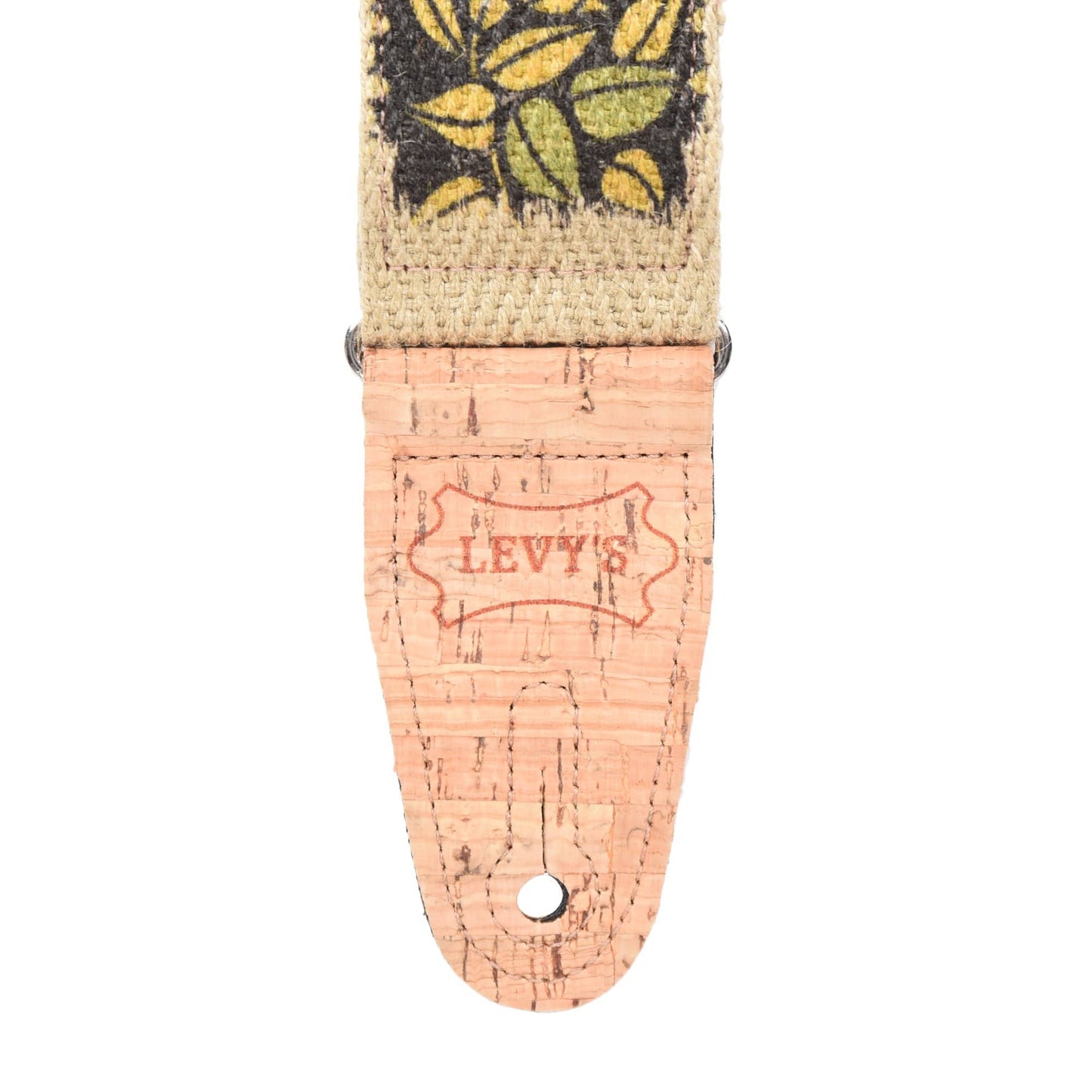Levy's 2" Hemp 'Vegan' Guitar Strap Printed Rosa Motif Yellow Orange And Black w/Cork Ends Accessories / Straps