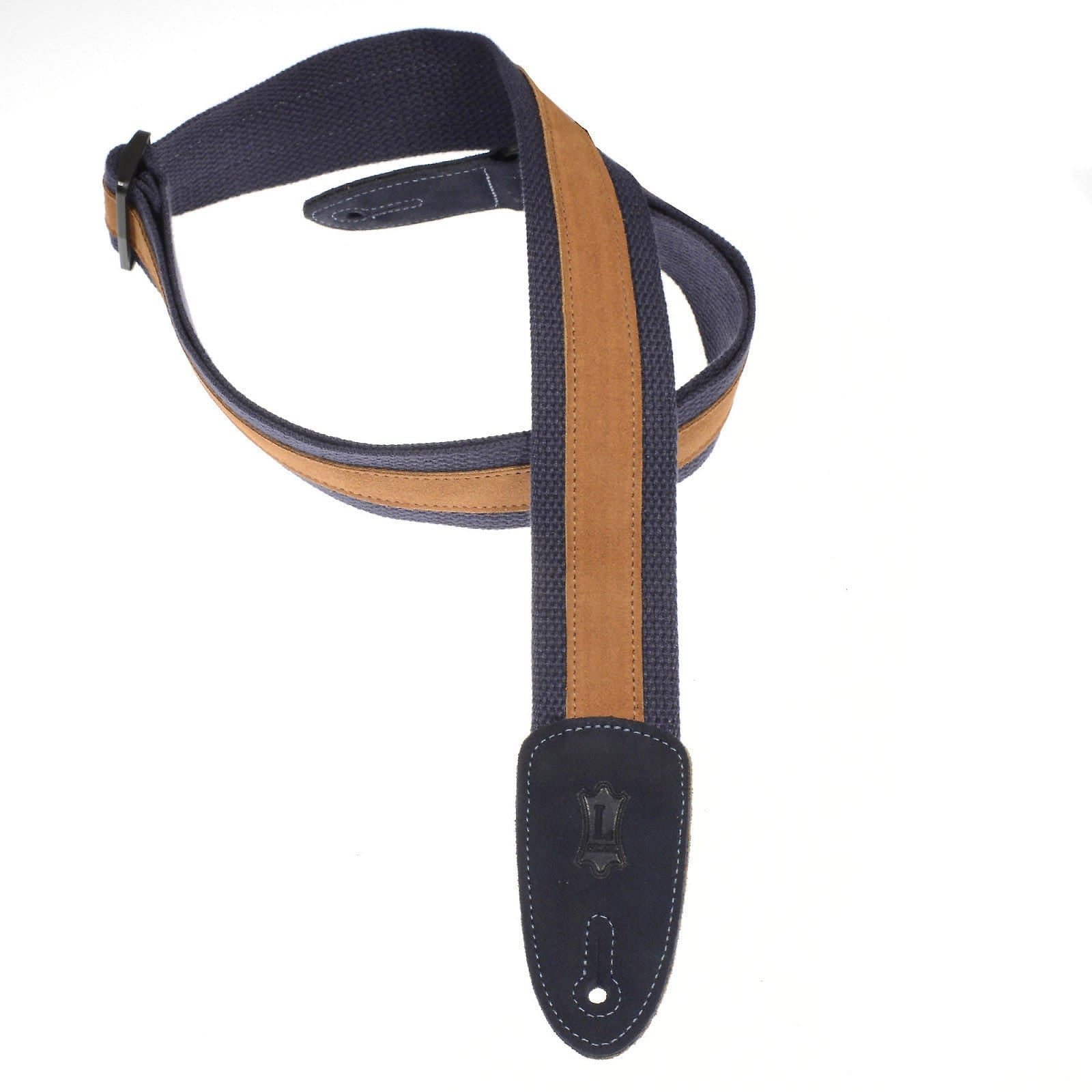 Levy's 2 Inch Designer Series Cotton/Suede Guitar Strap w/Tri-Glide Adjustment - Navy Accessories / Straps