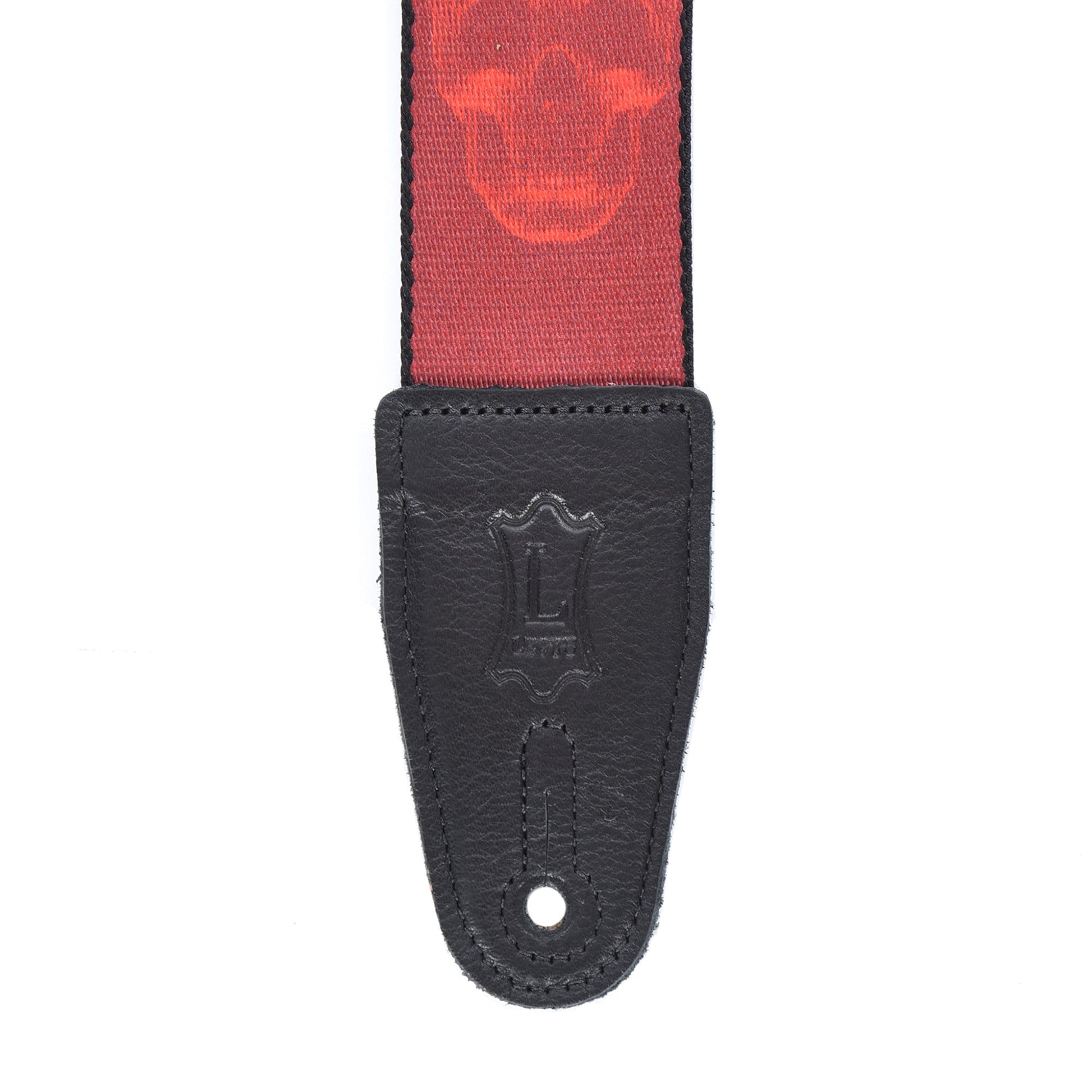 Levy's 2" Wide Polyester Guitar Strap Dark Red & Red Scanned Skull Motif Accessories / Straps