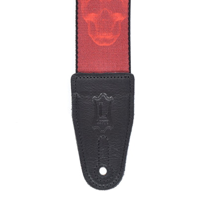Levy's 2" Wide Polyester Guitar Strap Dark Red & Red Scanned Skull Motif Accessories / Straps