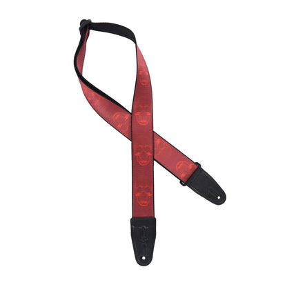 Levy's 2" Wide Polyester Guitar Strap Dark Red & Red Scanned Skull Motif Accessories / Straps
