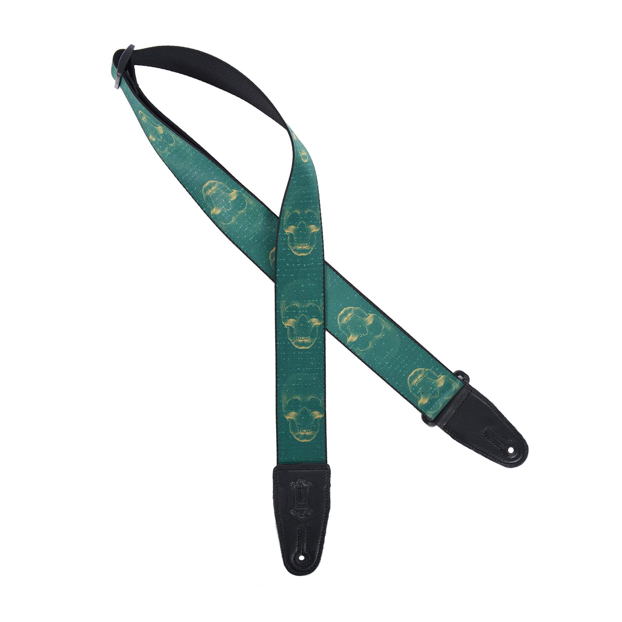 Levy's Polyester Guitar Strap (Green and Mustard Skull) MPD2-113