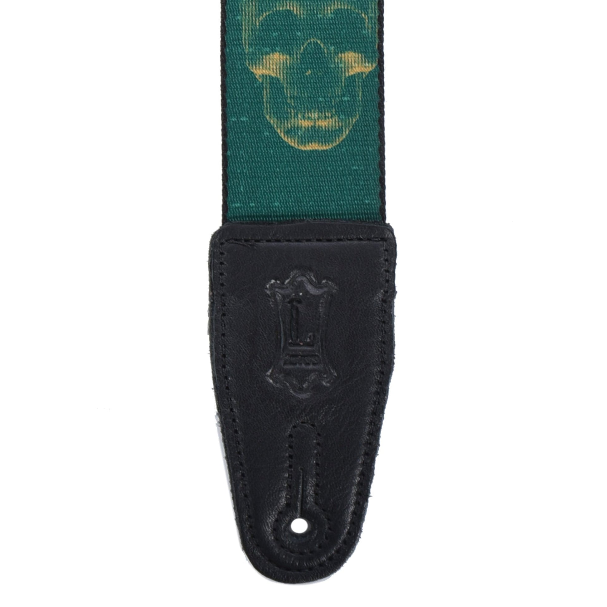 Levy's 2" Wide Polyester Guitar Strap Green & Mustard Scanned Skull Motif Accessories / Straps