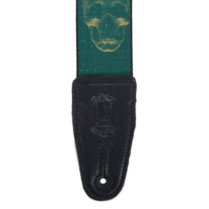 Levy's 2" Wide Polyester Guitar Strap Green & Mustard Scanned Skull Motif Accessories / Straps