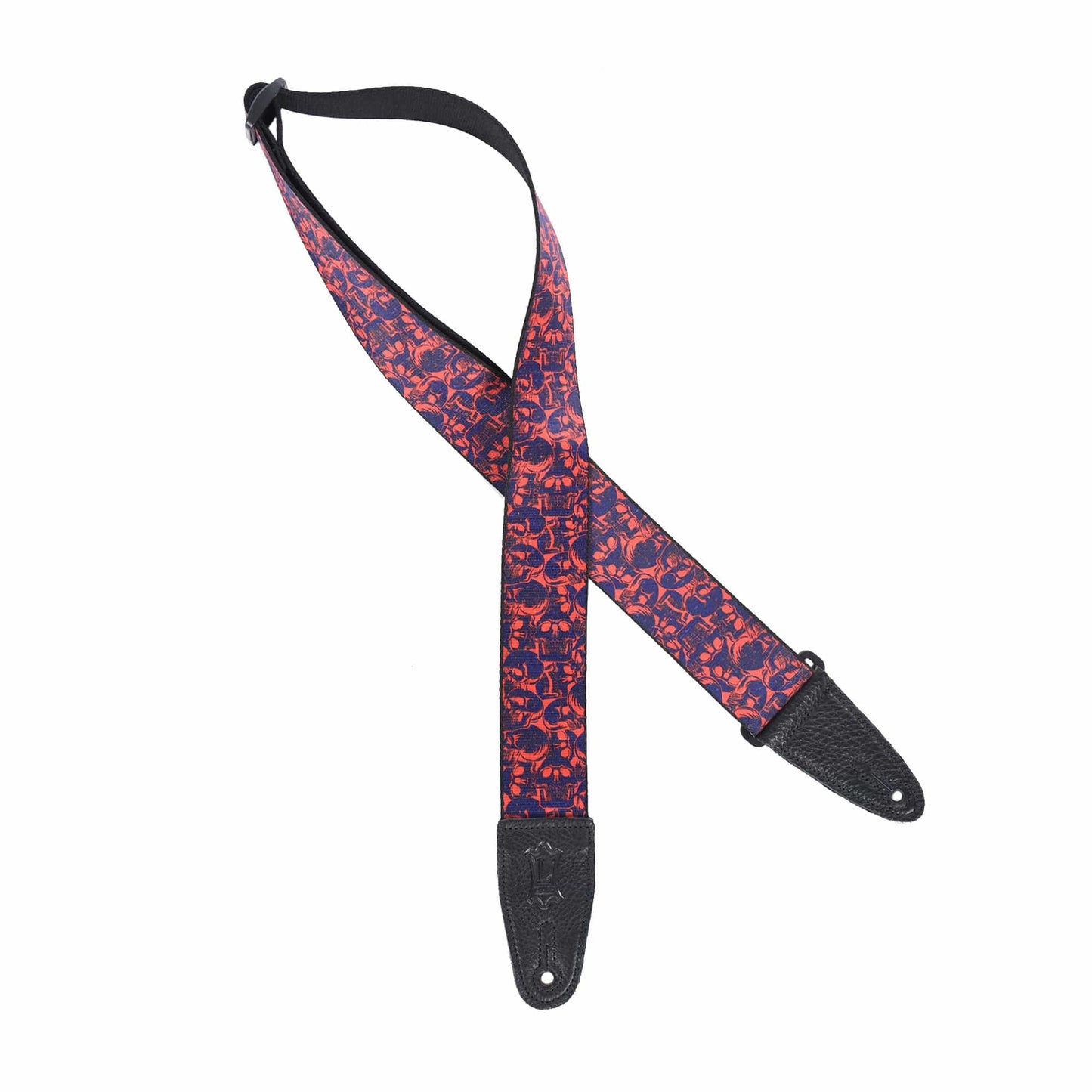 Levy's 2" Wide Polyester Guitar Strap Purple & Red Skulls Motif Accessories / Straps