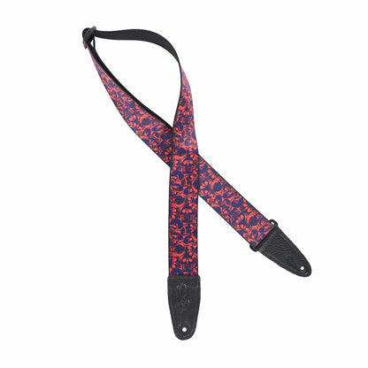 Levy's 2" Wide Polyester Guitar Strap Purple & Red Skulls Motif Accessories / Straps