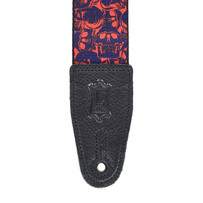 Levy's 2" Wide Polyester Guitar Strap Purple & Red Skulls Motif Accessories / Straps