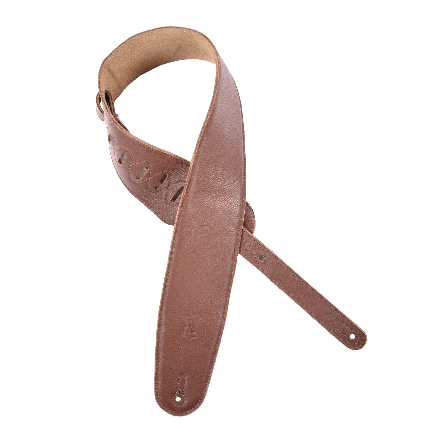 Levy's Classic Series 3.5" Wide Padded Garment Leather Bass Strap Dark Brown Accessories / Straps