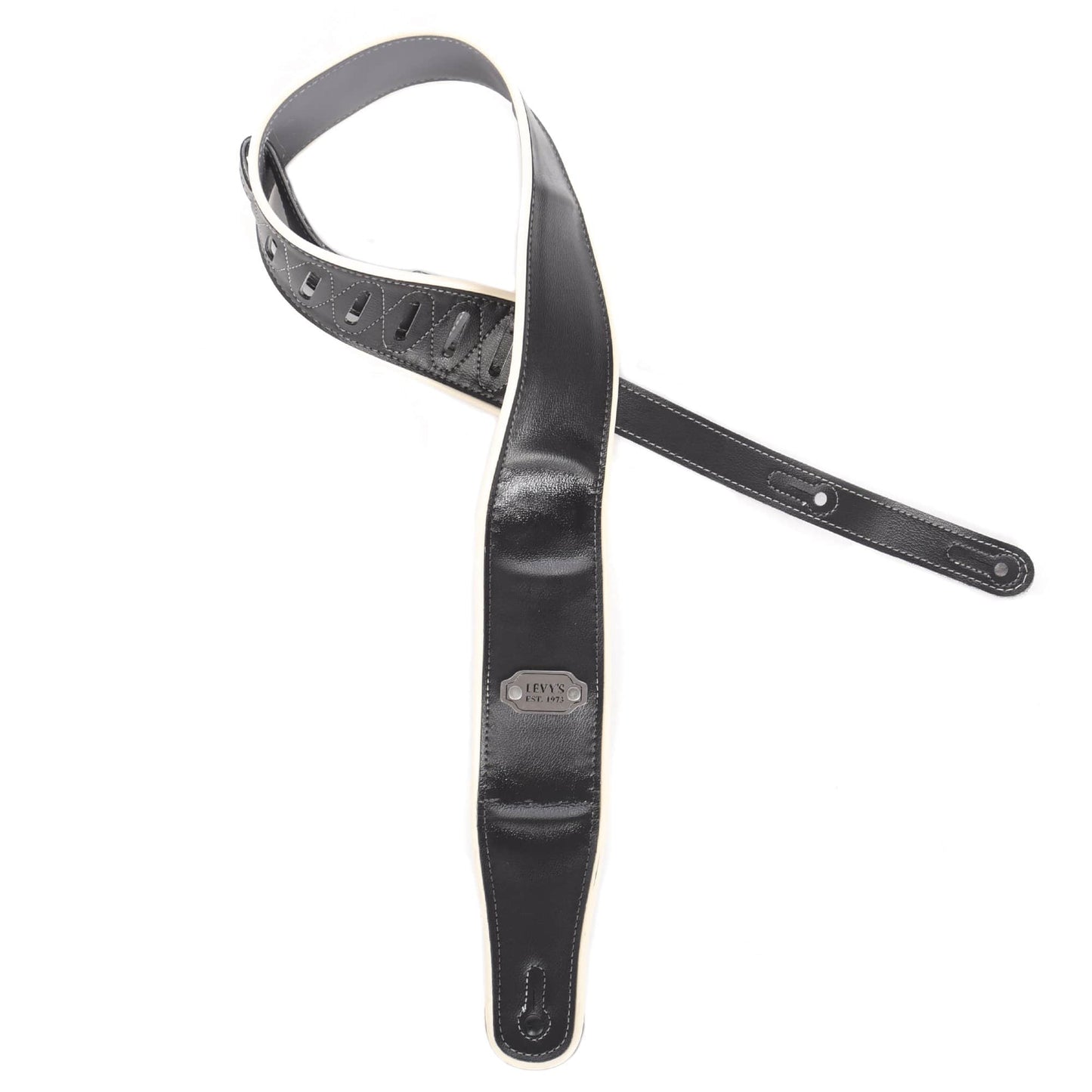 Levy's Rebel Series 2 3/4" Wide Black/Grey Vinyl Guitar Strap Accessories / Straps