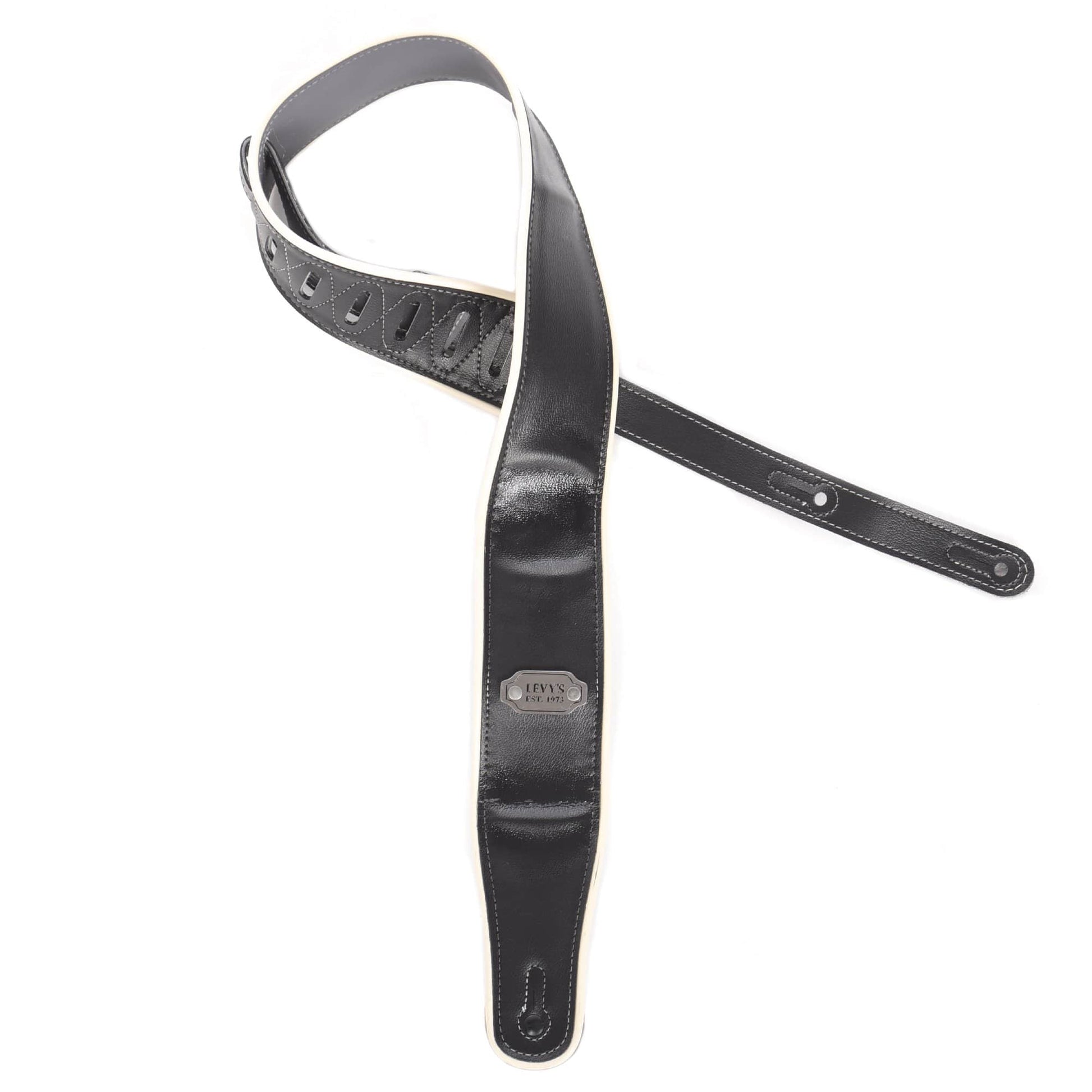 Levy's Rebel Series 2 3/4" Wide Black/Grey Vinyl Guitar Strap Accessories / Straps