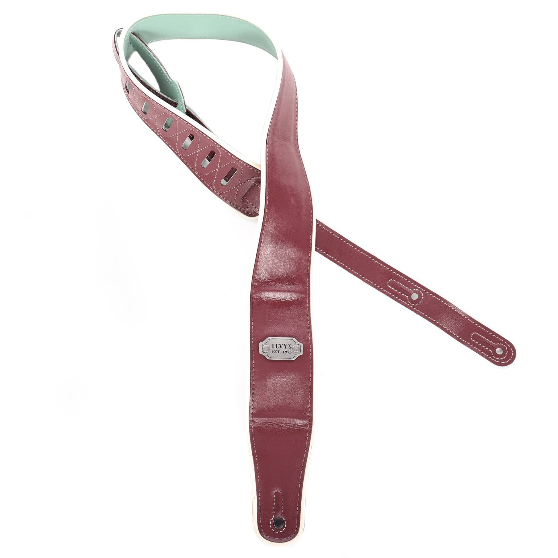 Levy's Rebel Series 2 3/4" Wide Burgundy/Seafoam Vinyl Guitar Strap Accessories / Straps