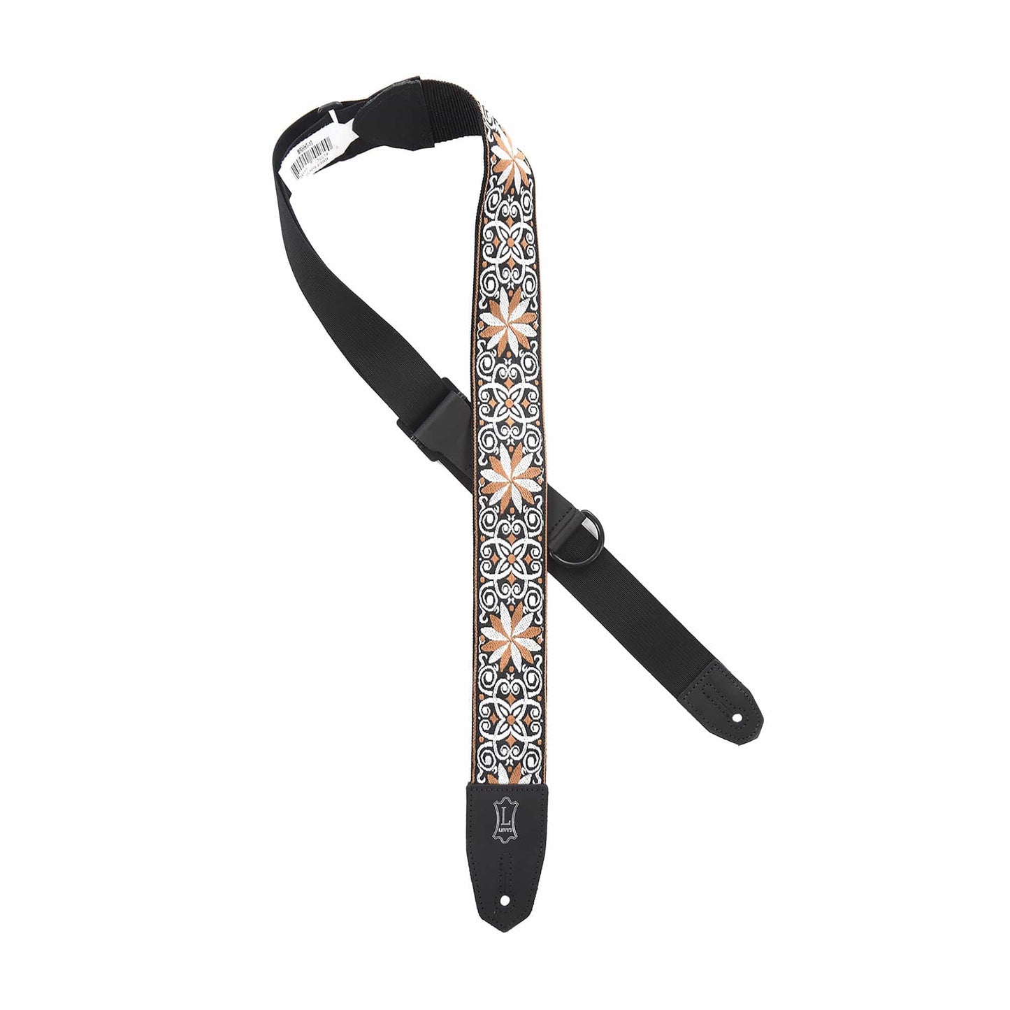 Levy's Right Height 2" Wide Jacquard Weave Guitar Strap 60's Style Hootenanny Yellow & White Floral Motif Accessories / Straps