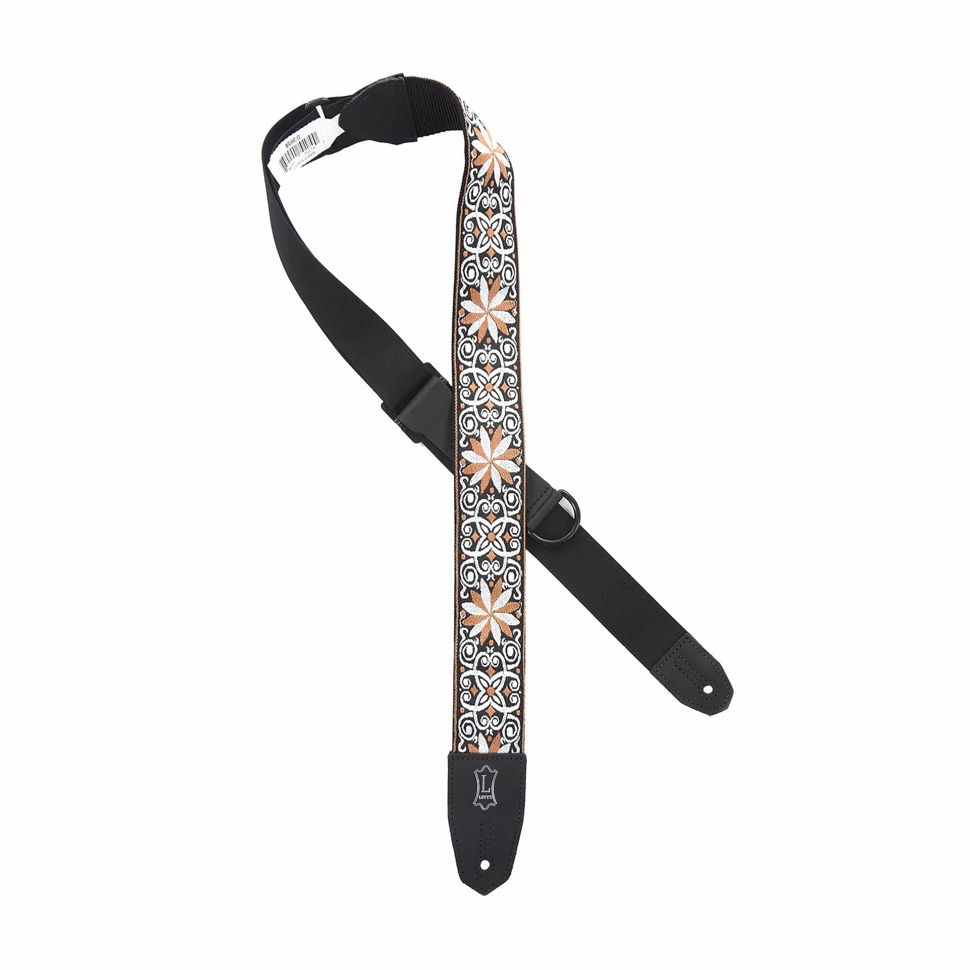 Levy's Right Height 2" Wide Jacquard Weave Guitar Strap 60's Style Hootenanny Yellow & White Floral Motif Accessories / Straps