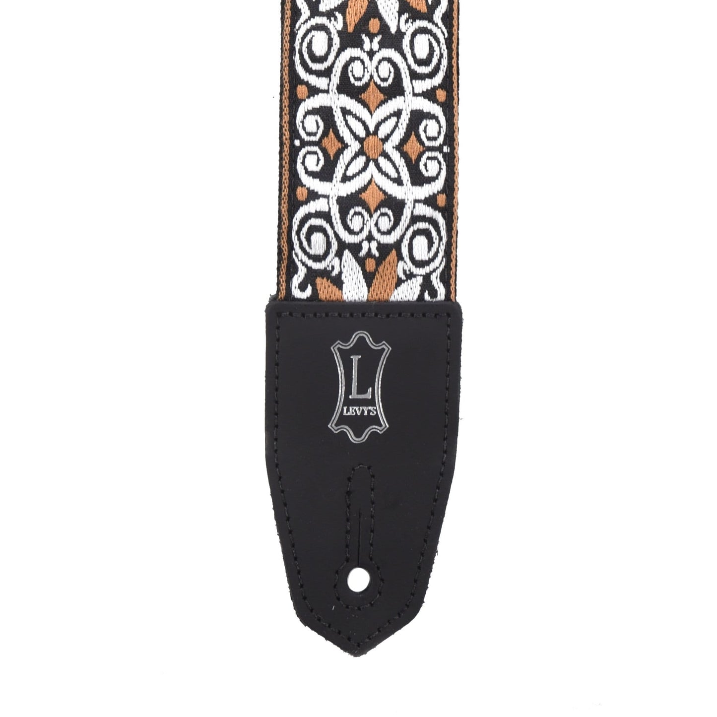 Levy's Right Height 2" Wide Jacquard Weave Guitar Strap 60's Style Hootenanny Yellow & White Floral Motif Accessories / Straps