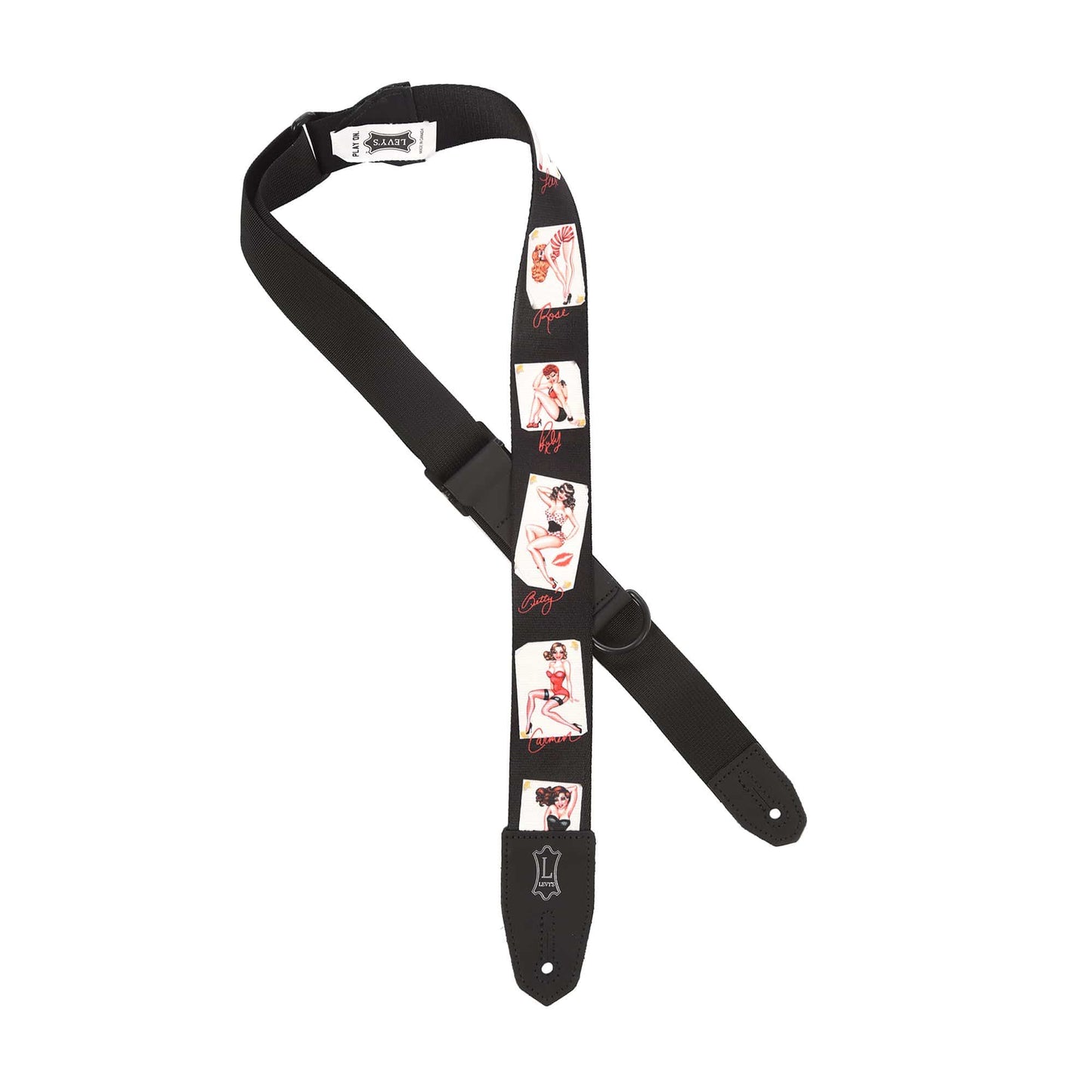 Levy's Right Height 2" Wide Polyester Guitar Strap Pin-Up Motif Accessories / Straps