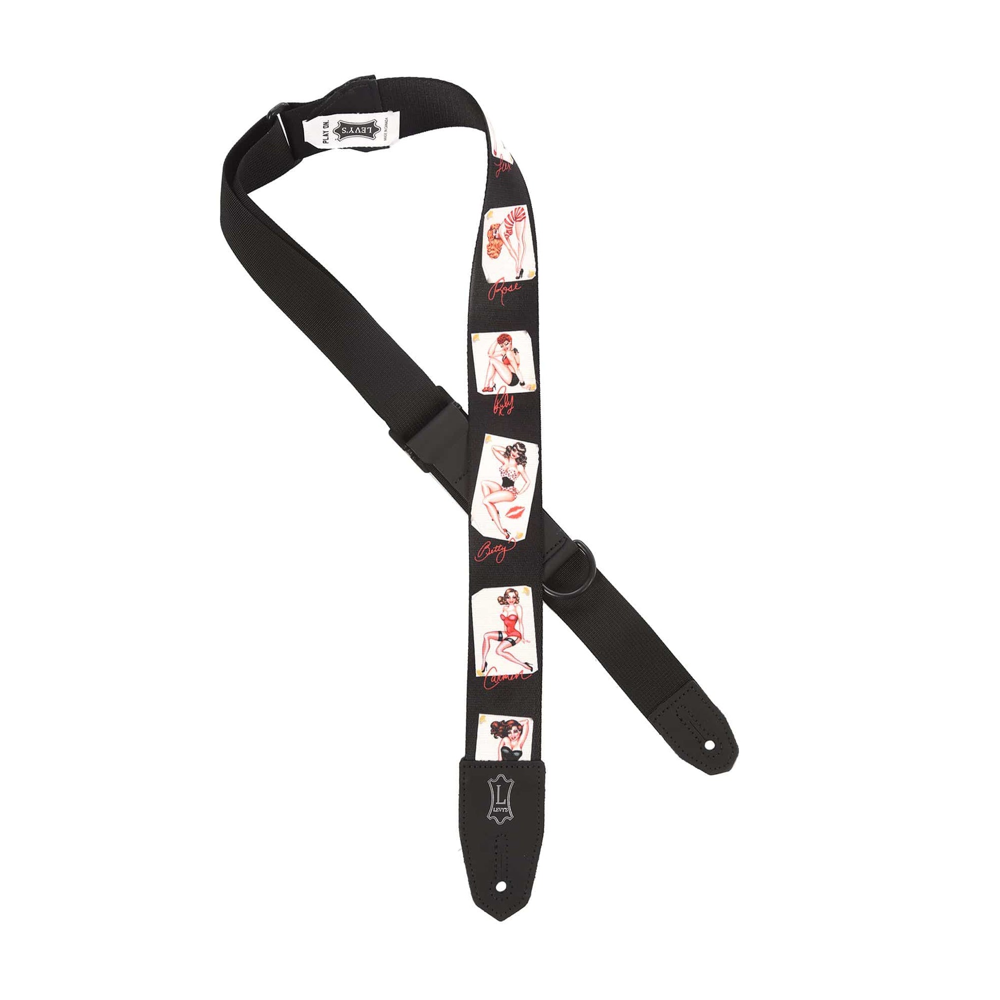 Levy's Right Height 2" Wide Polyester Guitar Strap Pin-Up Motif Accessories / Straps