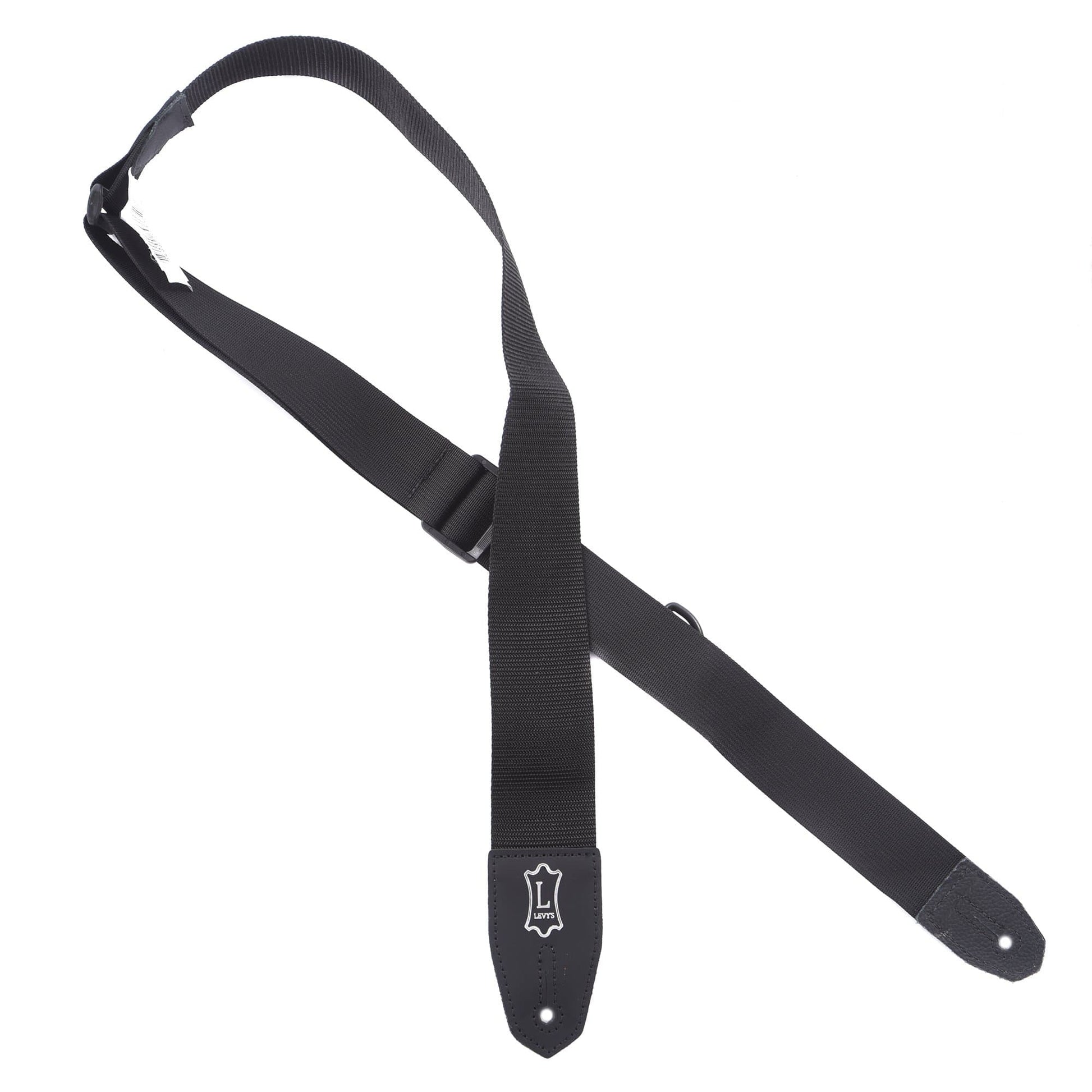 Levy's Right Height 2" Wide Polyester RipChord Guitar Strap Black Accessories / Straps