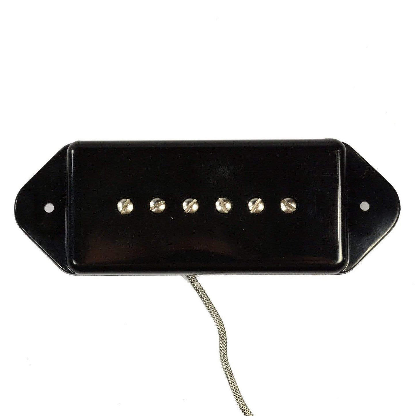 Lindy Fralin P-90 Short Dogear Pickup Bridge Black 1-Conductor Braided Parts / Guitar Pickups
