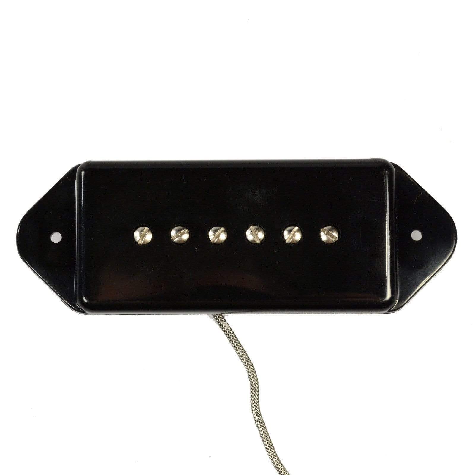 Lindy Fralin P-90 Short Dogear Pickup Bridge Black 1-Conductor Braided Parts / Guitar Pickups