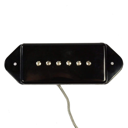 Lindy Fralin P-90 Short Dogear Pickup Bridge Black 1-Conductor Braided Parts / Guitar Pickups