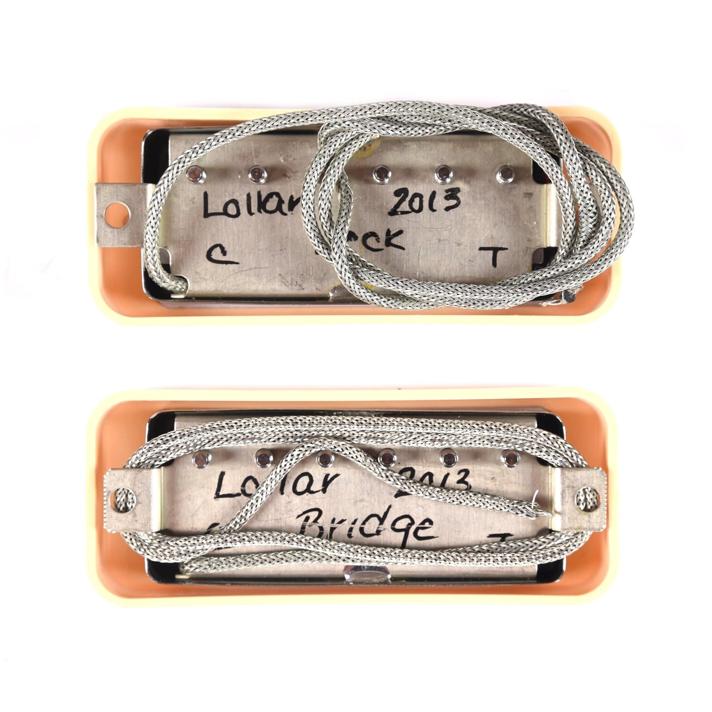 Lollar Mini Humbucker Single Conductor Set Chrome w/LP Deluxe Creme Rings Parts / Guitar Pickups