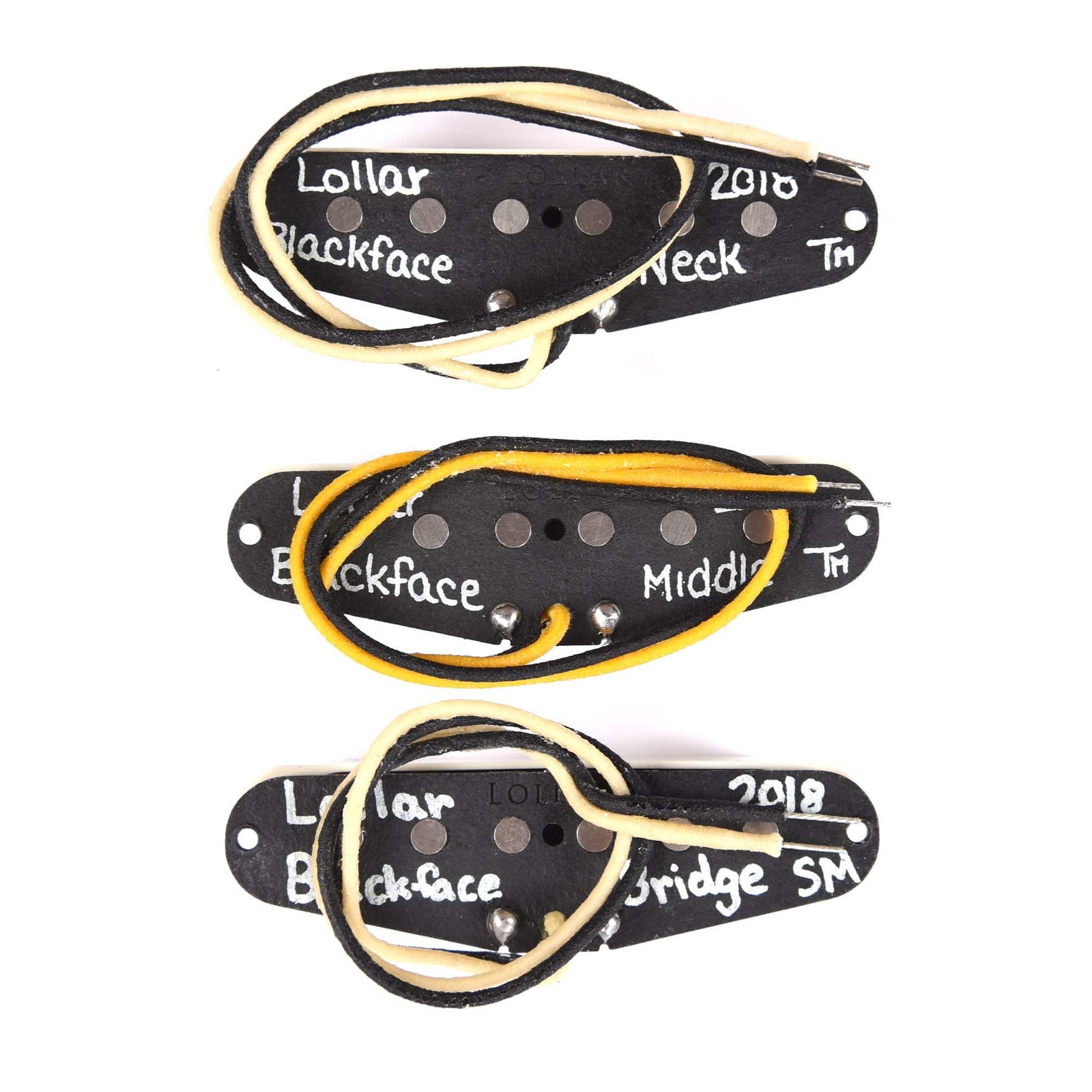 Lollar Vintage Blackface Flat Pole Strat Parchment Set Parts / Guitar Pickups