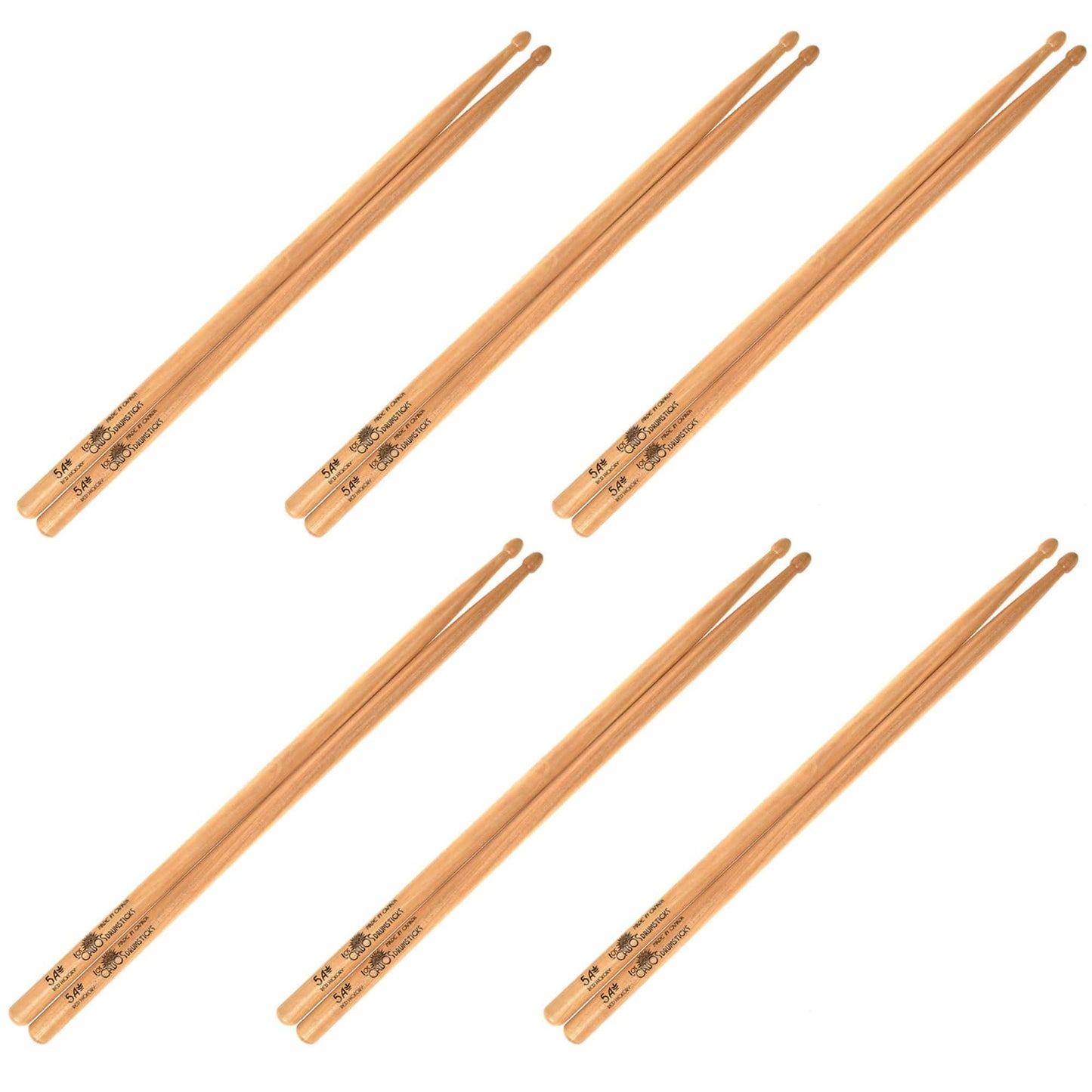 Los Cabos Red Hickory 5A Drum Sticks (6 Pair Bundle) Drums and Percussion / Parts and Accessories / Drum Sticks and Mallets