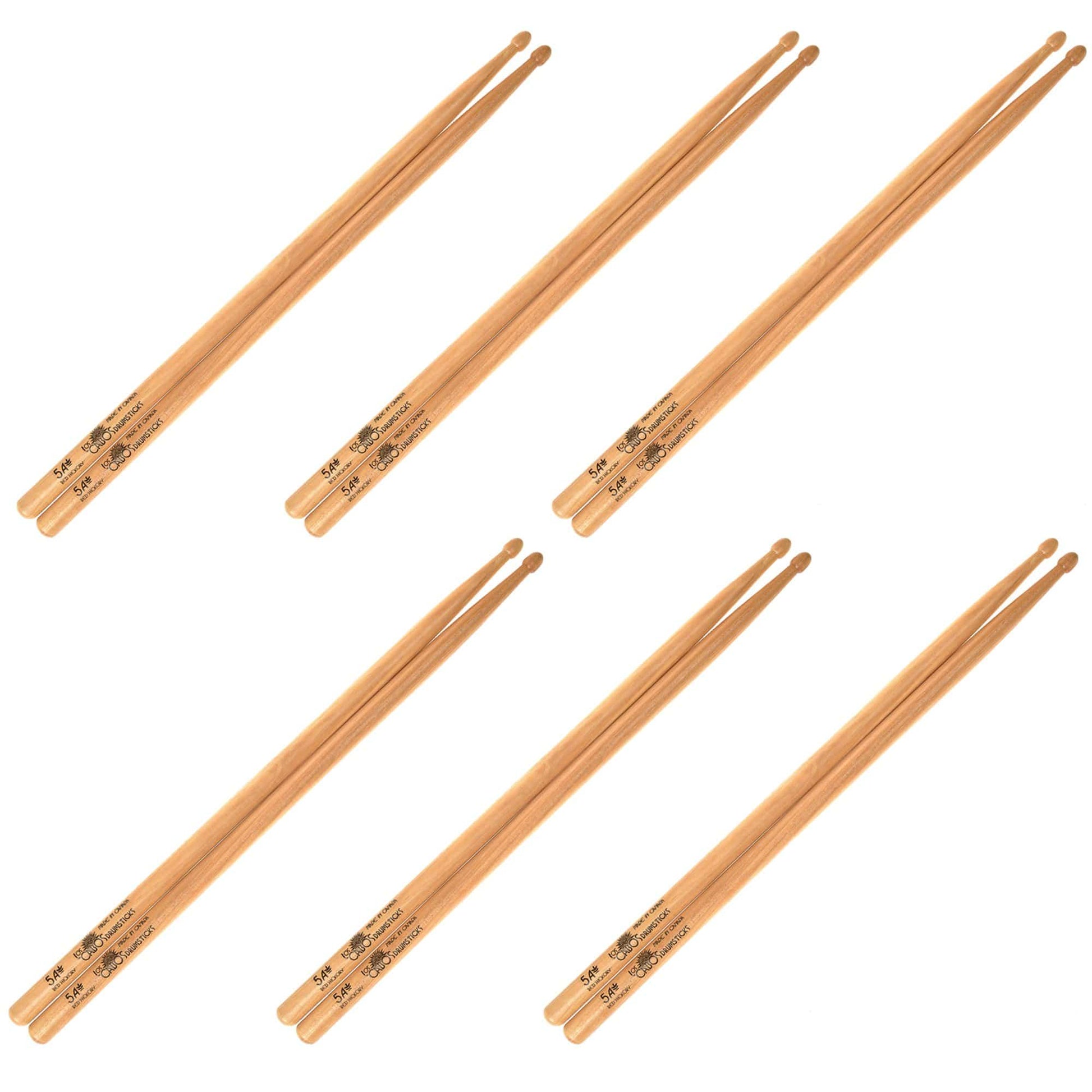 Los Cabos Red Hickory 5A Drum Sticks (6 Pair Bundle) Drums and Percussion / Parts and Accessories / Drum Sticks and Mallets
