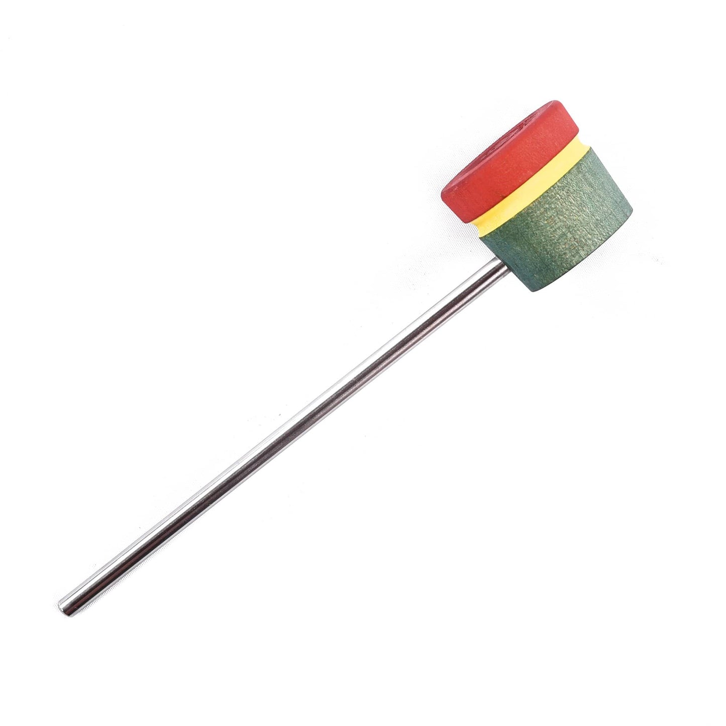 Low Boy Lightweight Wood Bass Drum Beater Green/Red w/Yellow Stripes & Lion Head Engraving Drums and Percussion