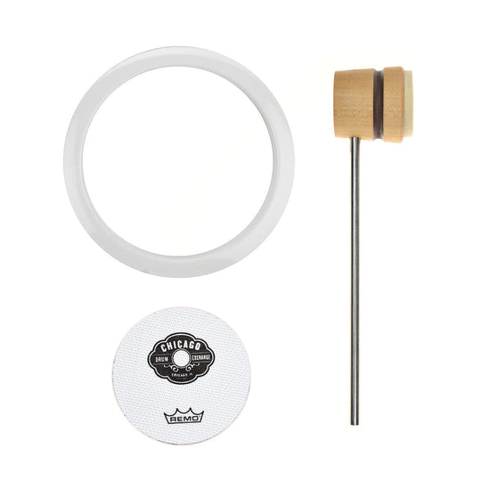 Low Boy Lightweight Felt Bass Drum Beater Natural w/Brown Stripe w/CDE Logo, CDE Falam Slam Bass Drum Patch and Bass Drum O's 5
