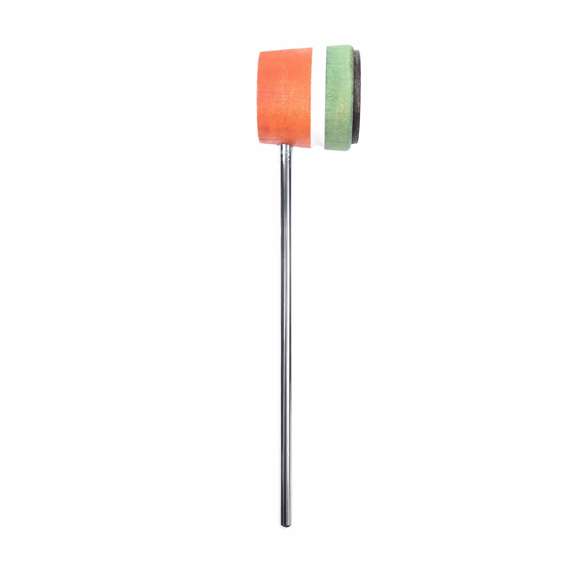 Low Boy Lightweight Leather Bass Drum Beater Orange/Green w/White Stripe Drums and Percussion / Parts and Accessories / Drum Parts