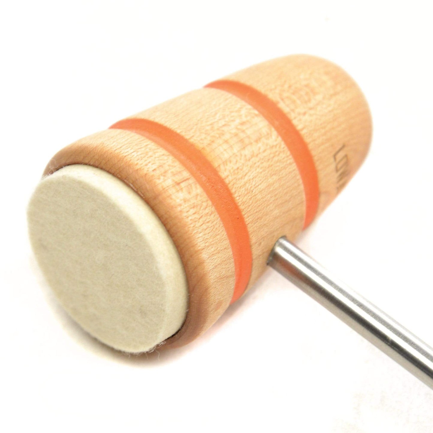 Low Boy Standard Felt Bass Drum Beater Natural w/Orange Stripes Drums and Percussion / Parts and Accessories / Drum Parts