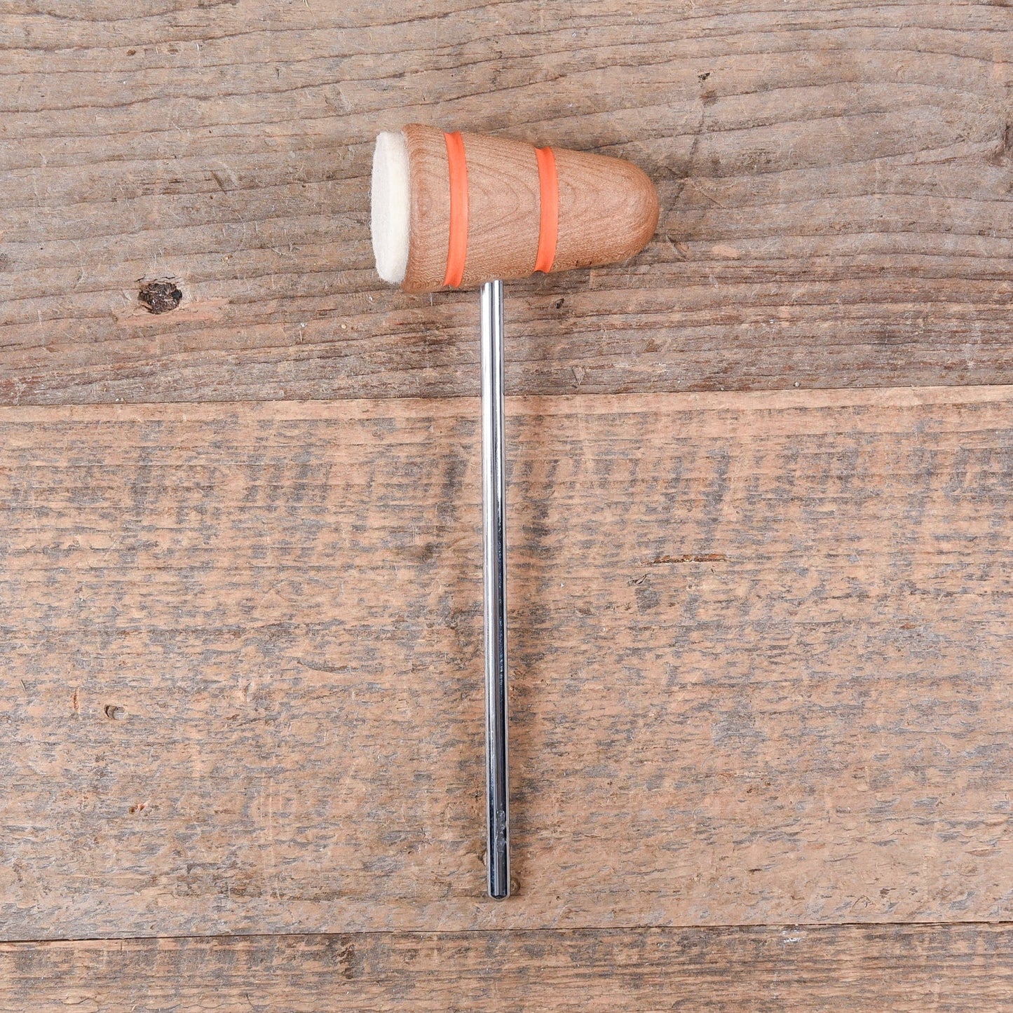 Low Boy Standard Felt Bass Drum Beater Natural w/Orange Stripes Drums and Percussion / Parts and Accessories / Drum Parts