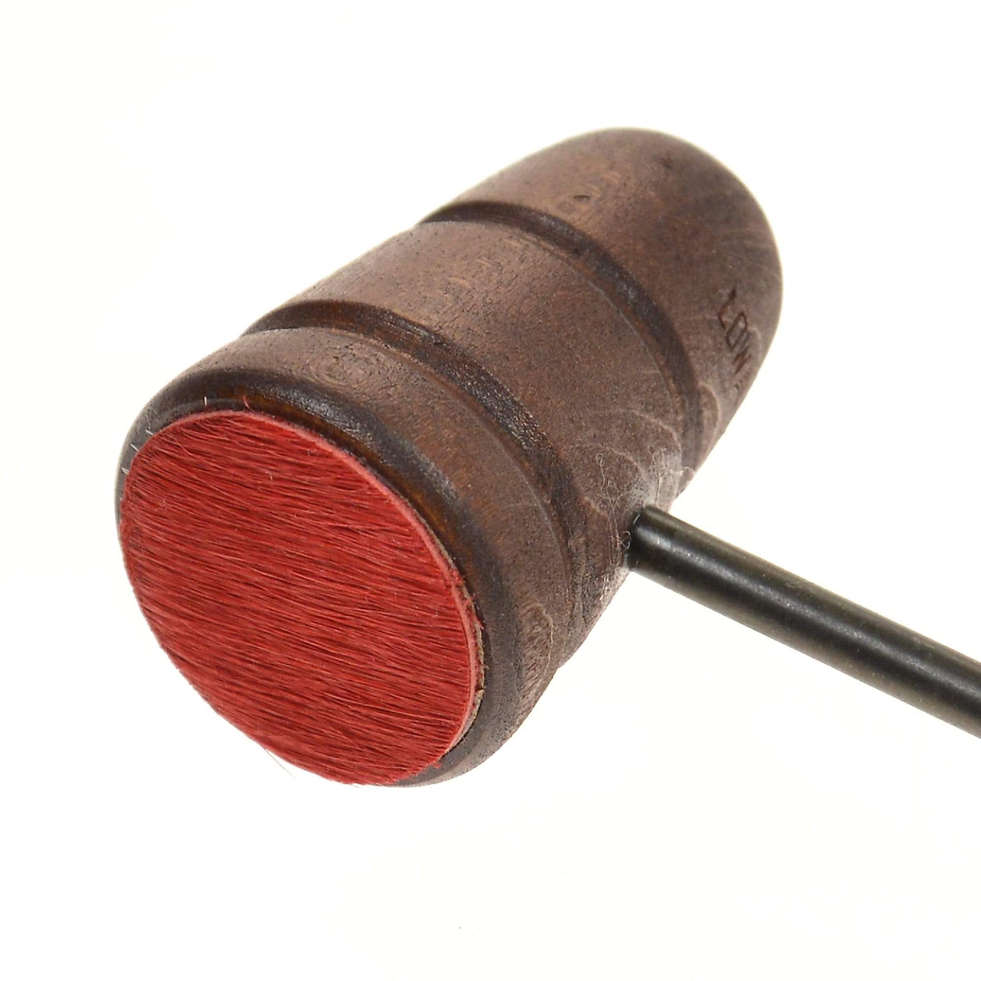 Low Boy Standard Wood A&F Bass Drum Beater Brown w/Patina Rod & Hair On Hide Red Drums and Percussion / Parts and Accessories / Drum Parts