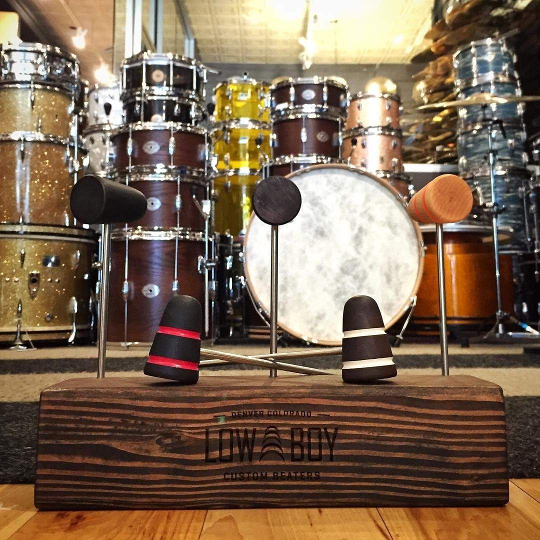 Low Boy Standard Wood Bass Drum Beater Natural Maple w/Blue Stripes Drums and Percussion / Parts and Accessories / Drum Parts
