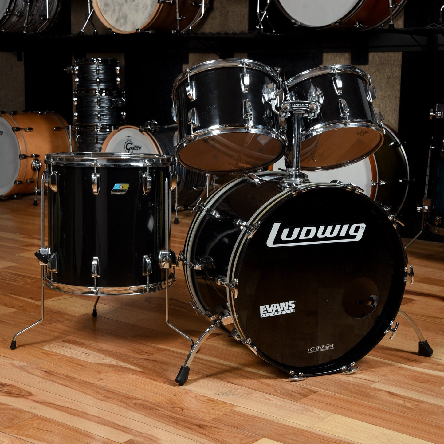 Ludwig Classic Hollywood 12/13/16/22 1980s Black Cortex USED Drums and Percussion / Acoustic Drums / Full Acoustic Kits