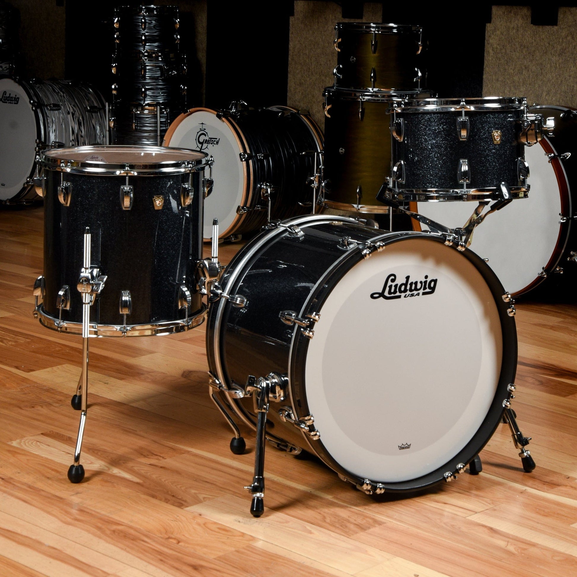 Ludwig Classic Maple 12/14/20 3pc. Drum Kit Black Sparkle Drums and Percussion / Acoustic Drums / Full Acoustic Kits