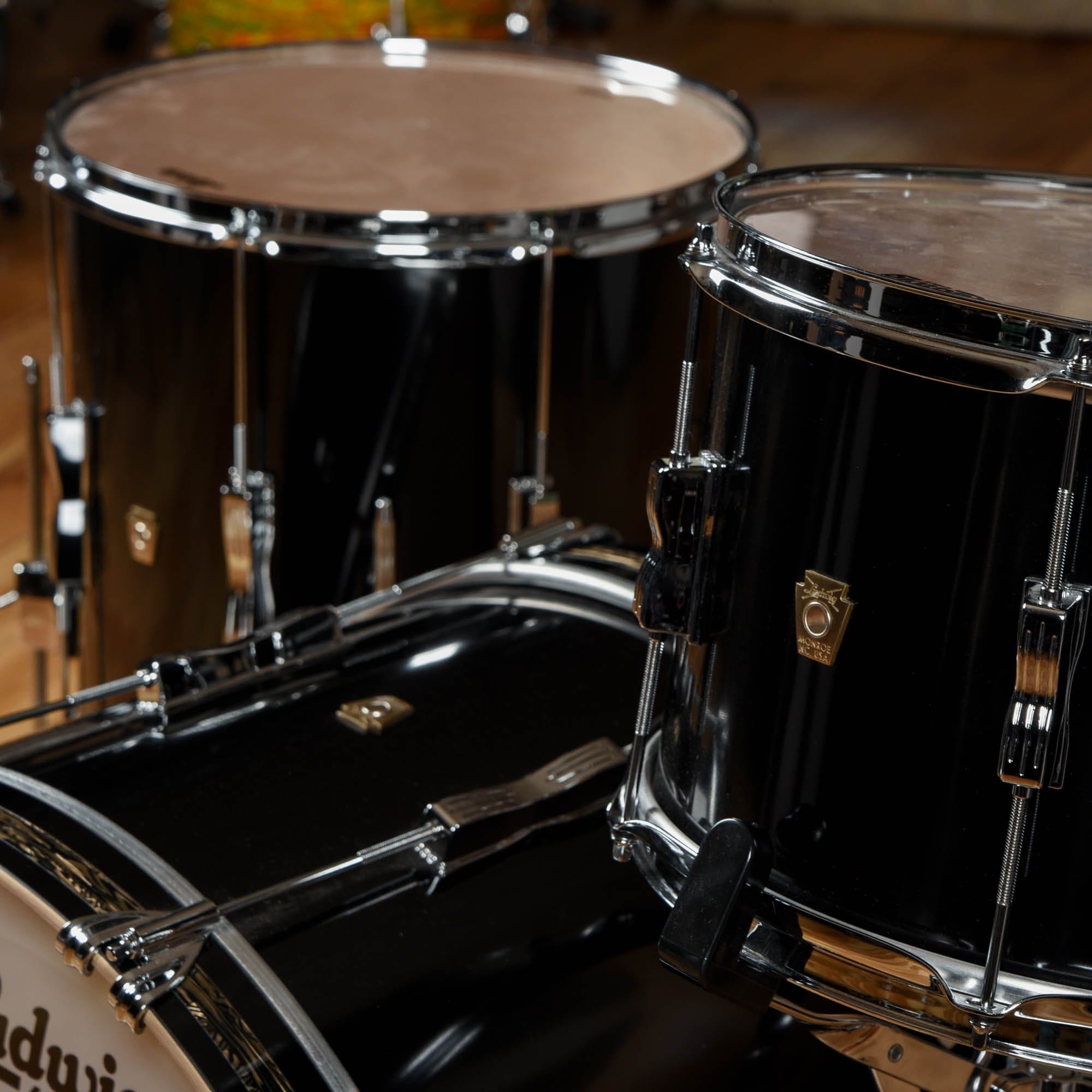 Drum Inlay Ludwig Classic Maple 13/16/24 3pc. Drum Kit Black Cortex w/Bamboo Stra ...