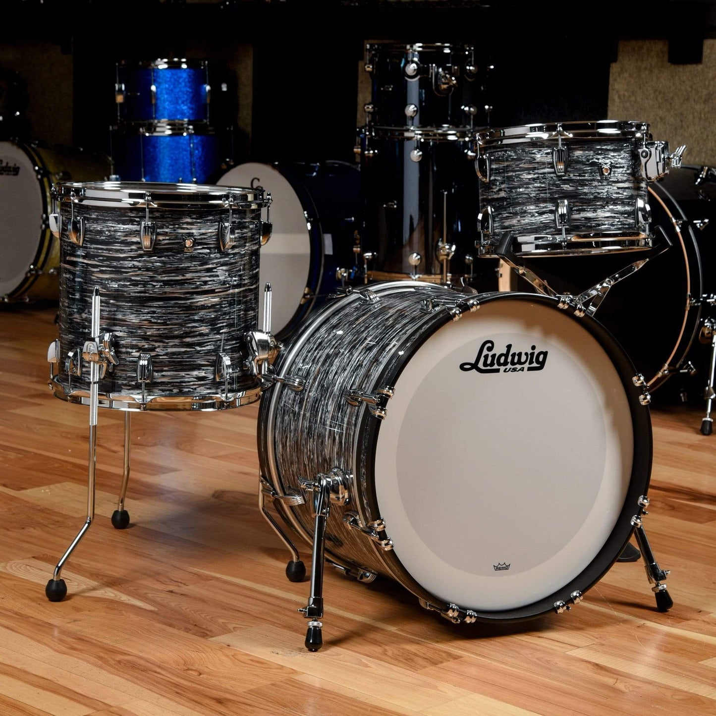 Ludwig Classic Oak 12/14/20 3pc. Drum Kit Vintage Black Oyster Drums and Percussion / Acoustic Drums / Full Acoustic Kits