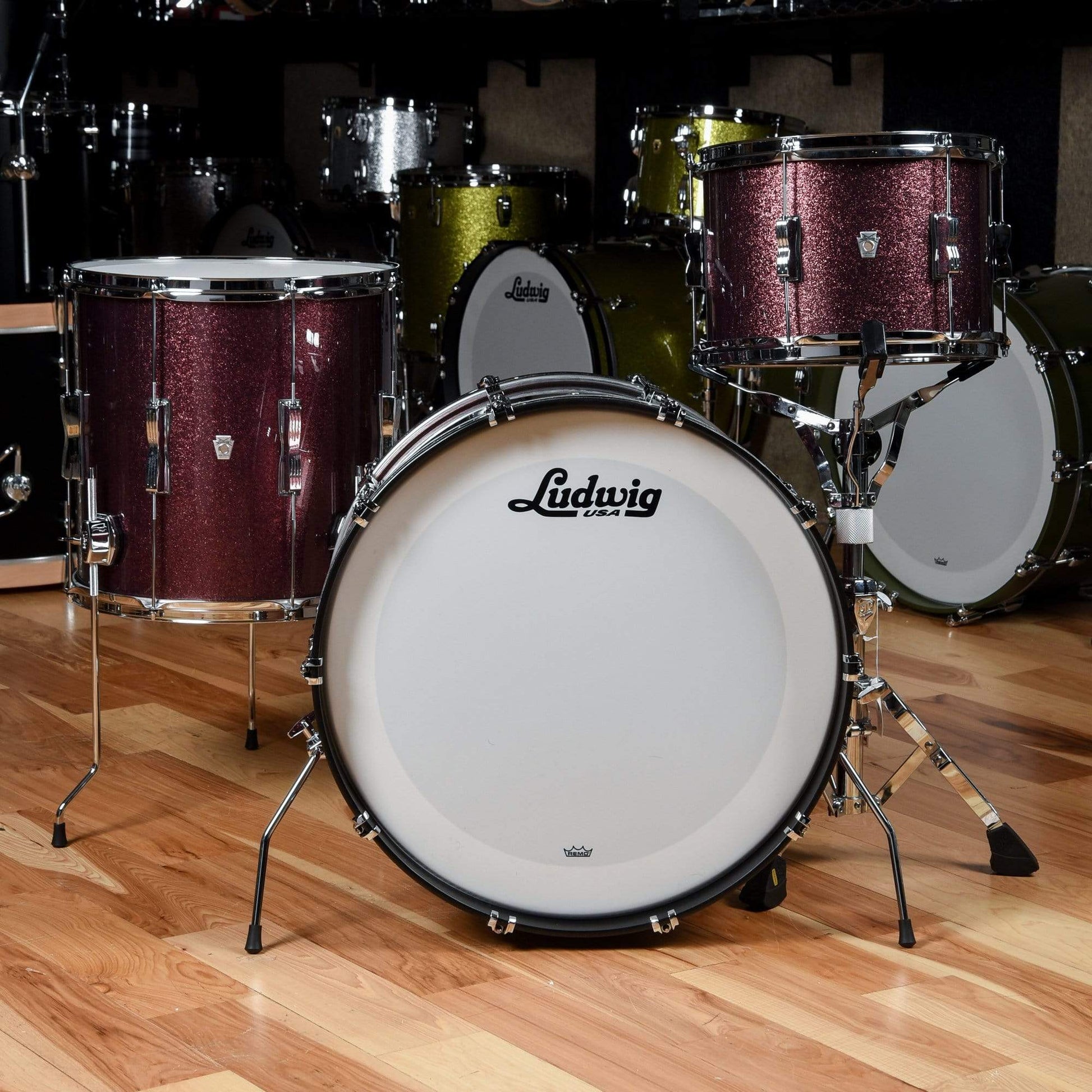 Ludwig Club Date 13/16/22 3pc. Drum Kit Burgundy Mist w/Bowtie Lugs & White Interior (CDE Exclusive) Drums and Percussion / Acoustic Drums / Full Acoustic Kits