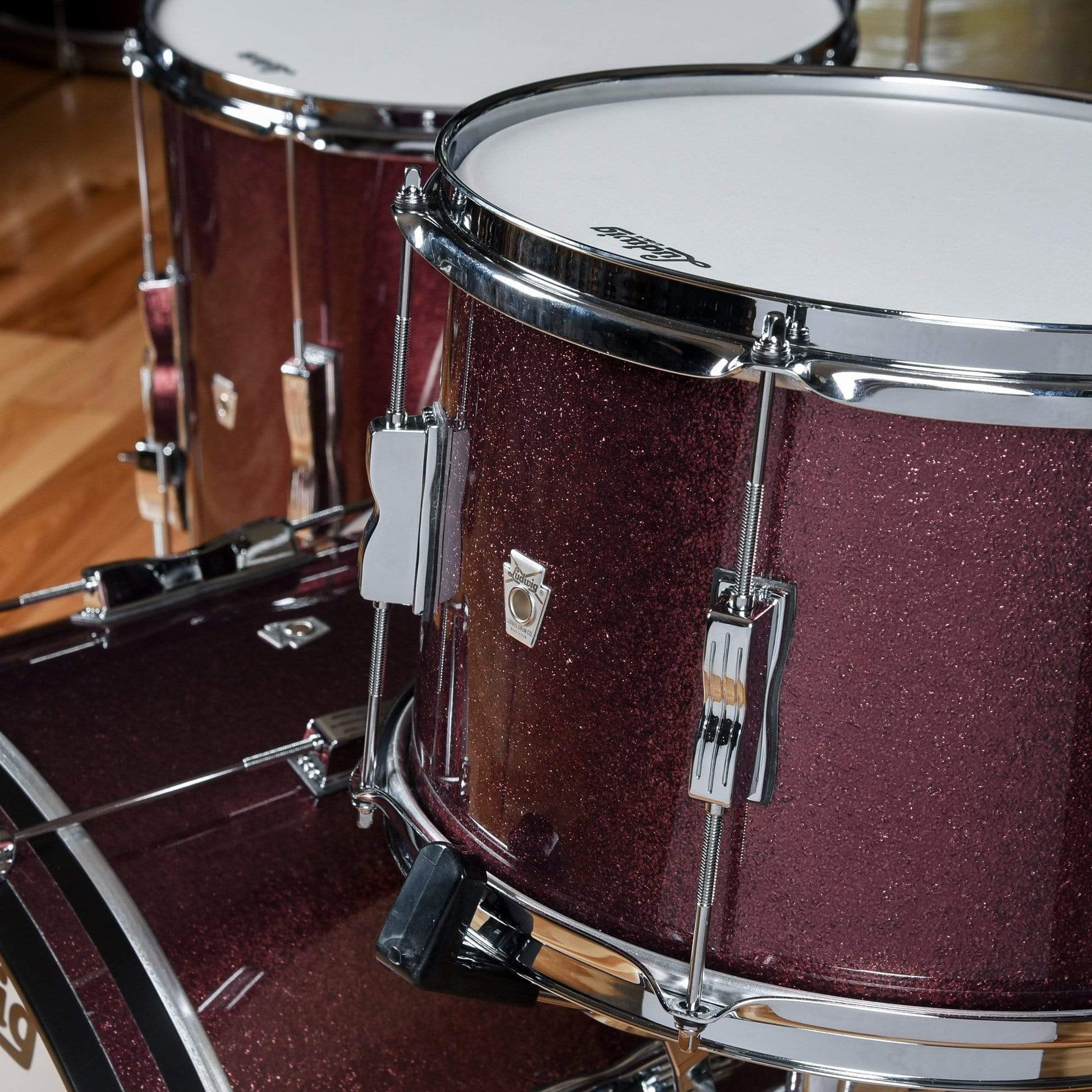 Ludwig Club Date 13/16/22 3pc. Drum Kit Burgundy Mist w/Bowtie Lugs & White Interior (CDE Exclusive) Drums and Percussion / Acoustic Drums / Full Acoustic Kits
