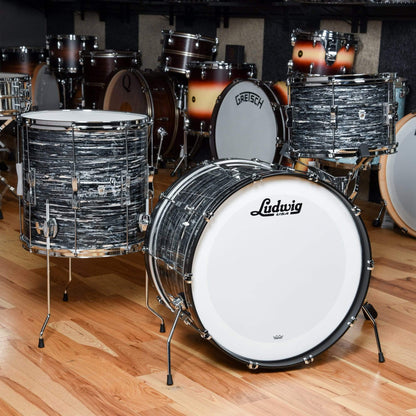 Ludwig Club Date 13/16/22 3pc. Drum Kit Vintage Black Oyster w/Bowtie Lugs & White Interiors (CDE Exclusive) Drums and Percussion / Acoustic Drums / Full Acoustic Kits